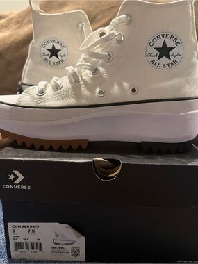 Converse Platform High Top Sneakers - White with Black & Brown Accents